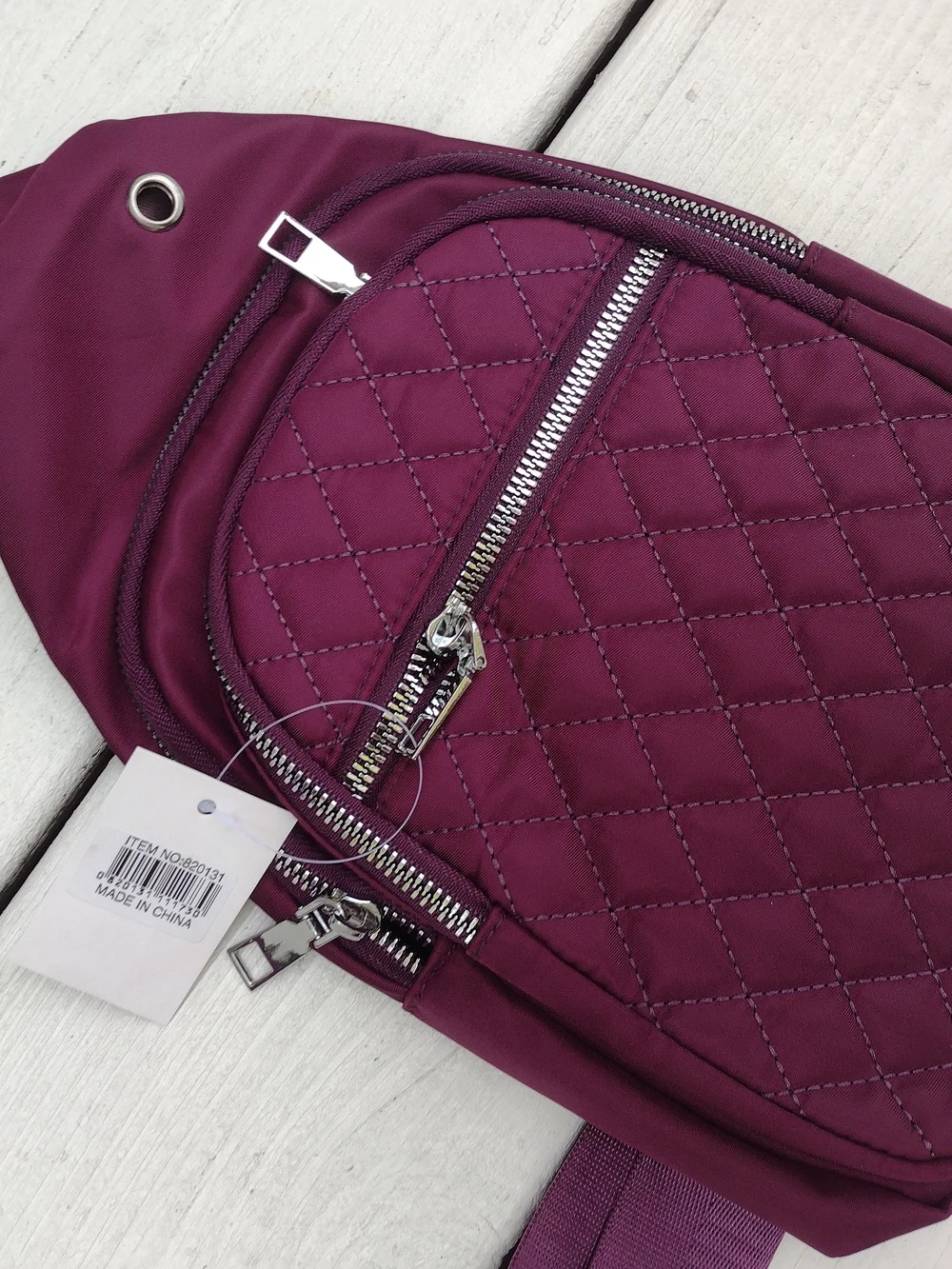 Quilted Plum Crossbody Sling Bag - Unbranded